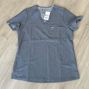 Figs Charcoal V-Neck Scrub Top